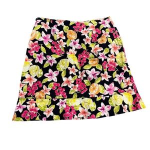 Skirtology Lemon Citrus Floral Print Mini Skirt S/14 Tropical Y2k Fruit Art